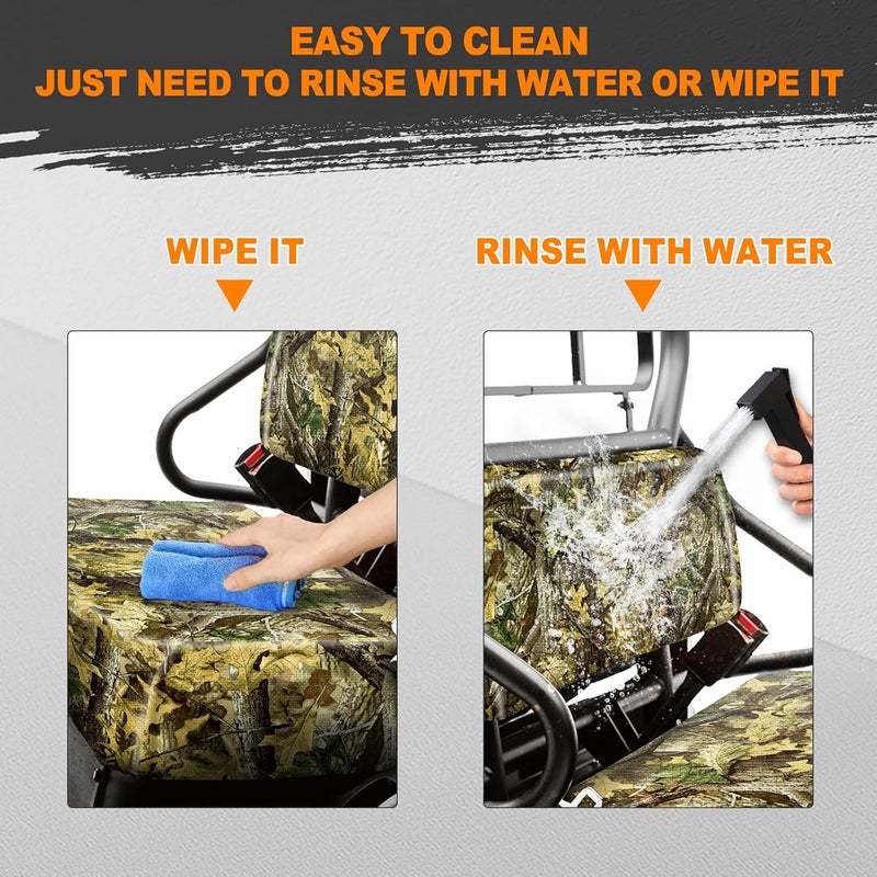 BORDAN UTV Seat Cover Camo for Kawasaki Mule, Waterproof Seat Cover Set for Kawasaki Mule 2009-2025 4000 4010/2001-2008 3000 3010, Heavy Duty 1680D Full Protection Outdoor Camo Cover(2 PCS) - Image 3